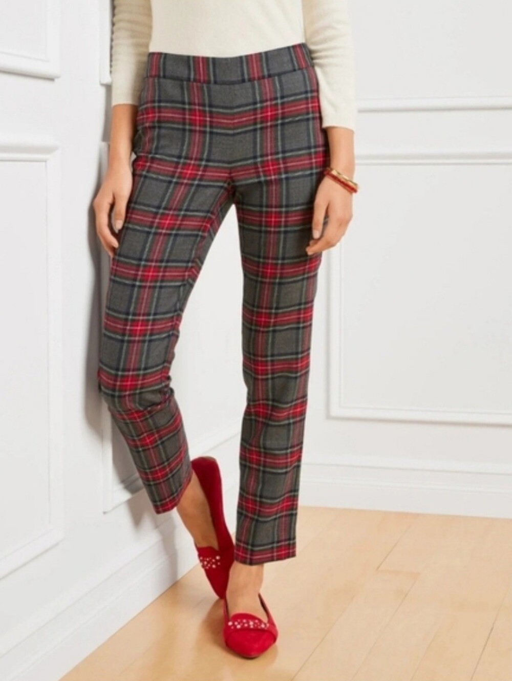 Women's Talbots Wool Blend Plaid Pants Size 6 Bonfire Tartan